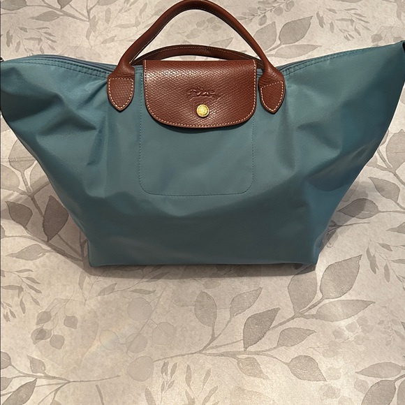 Longchamp Teal and Brown Tote Bag - Picture 1 of 7